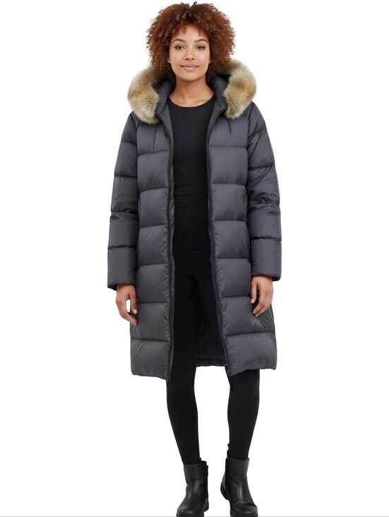 MICHAEL Michael Kors Jackets & Blazers - MICHAEL Kors steel Grey maxi long Faux fur hooded puffer coat plus size 2X New